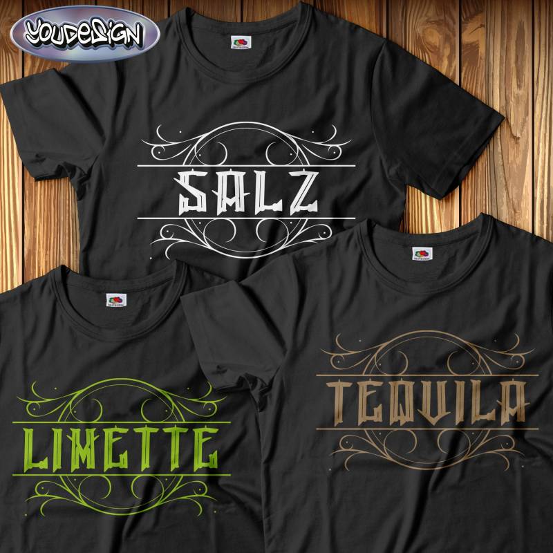 Karneval T-Shirt Herren Tequila Salz Limette Kostüm Fasching Gruppenkostüm Verkleidung Fun Spaß von YouDesign24