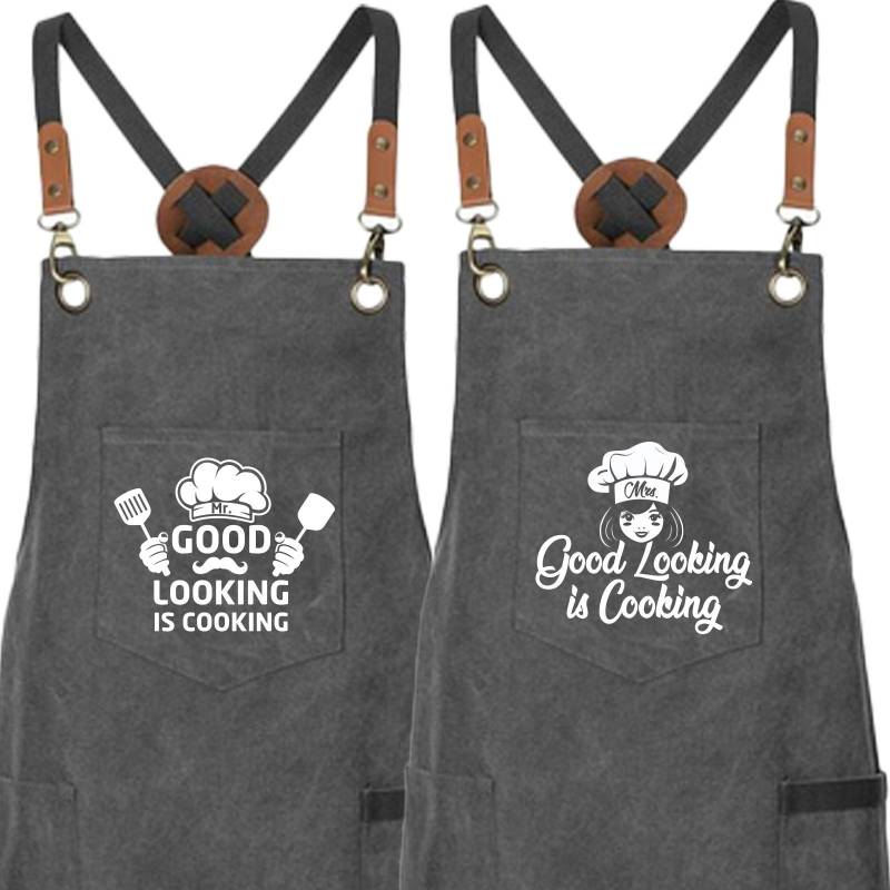 Küchenschürze Mrs./Mr. Good Looking Is Cooking Latzschürze 100% Canvas Koch Schürze Geschenk Küchenschürze Mrs./Mr. Good Looking Is Cooking Latzschürze 100% Canvas Koch Schürze Geschenk von YouDesign24