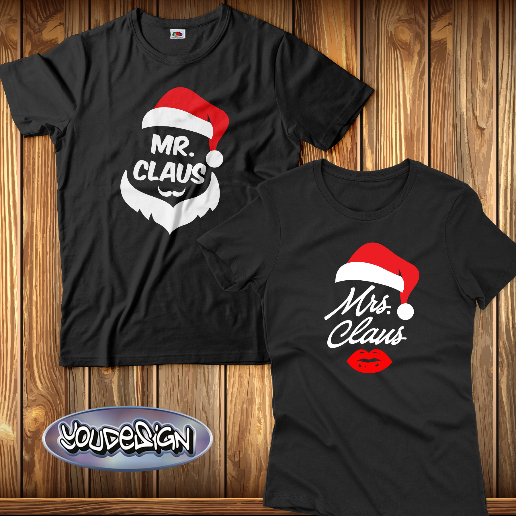 Mr. Claus & Mrs. Shirt Weihnachts T-Shirts Partner Christmas Noel Valentine Mr. Claus & Mrs. Shirt Weihnachts T-Shirts Partner Christmas Noel Valentine von YouDesign24