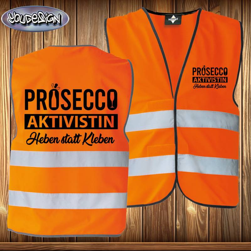 Prosecco Aktivistin Kostüm Karneval Fasching Verkleidung Sicherheitsweste Security Warnweste von YouDesign24