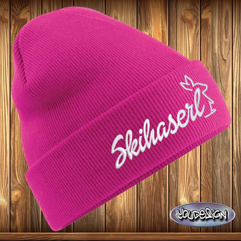Skihaserl Beanie Ski Hase Mütze Damen Skifahren Après Gestickt von YouDesign24