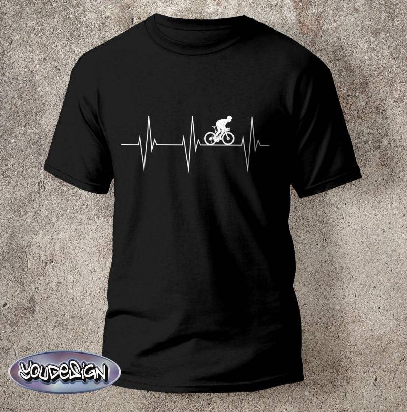 T-Shirt Herzschlag Heartbeat Fahrrad Rad Rennrad Ekg Bike Herren S-5xl von YouDesign24