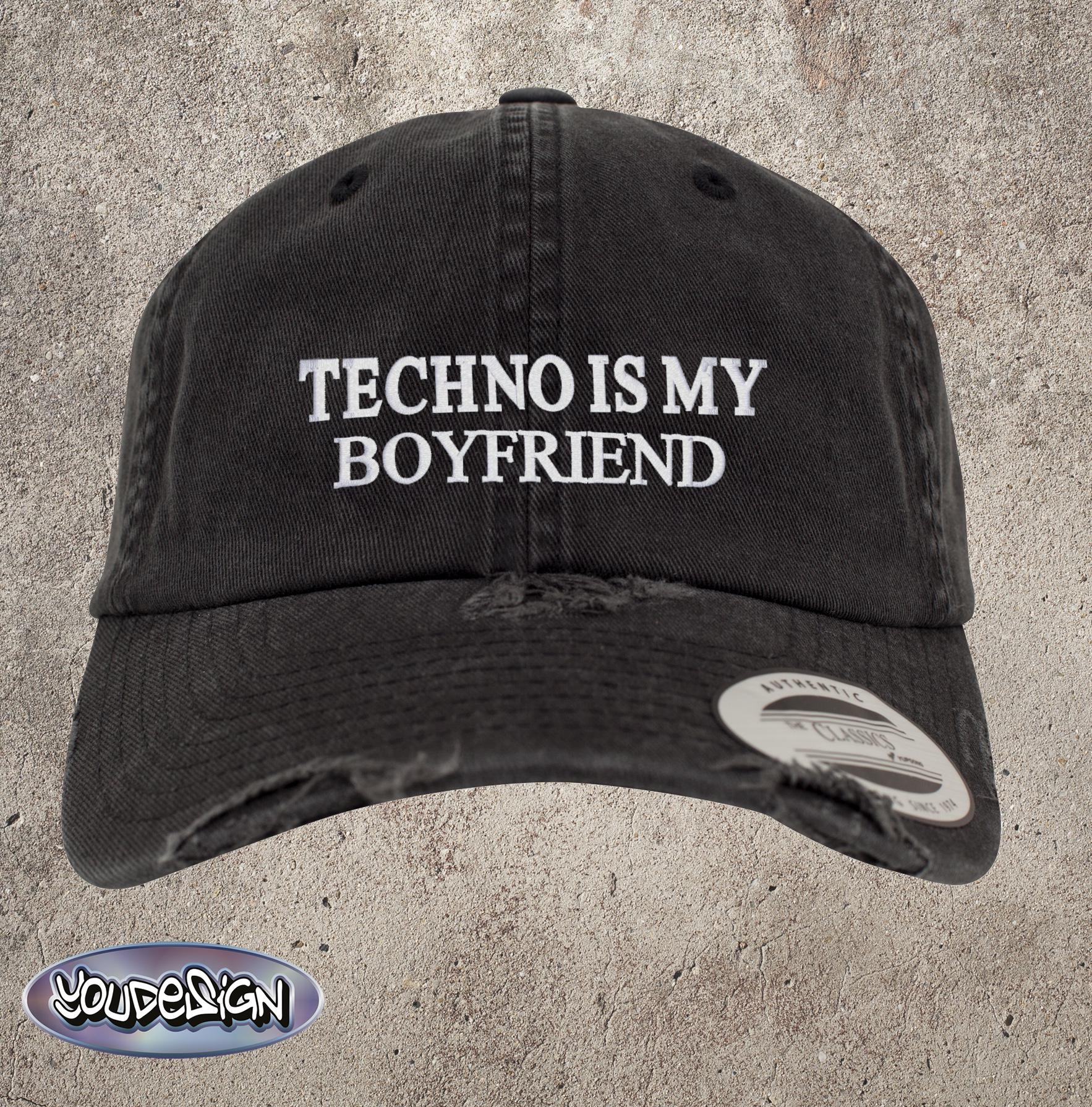 Techno Is My Boyfriend Low Profile Destroyed Dad Cap Strapback Styles Hat Techno Is My Boyfriend Low Profile Destroyed Dad Cap Strapback Styles Hat von YouDesign24