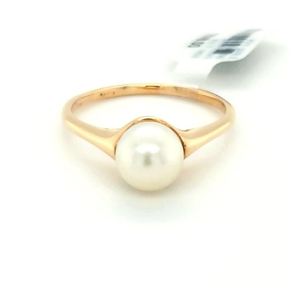 Edler Damen 14K Gelbgold Echt Single Pearl Solitär Ring von YouJewelers