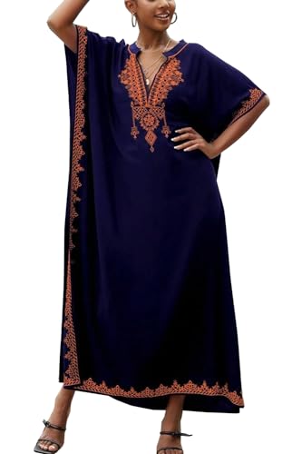 YouKD Bestickter Blumenkaftan Bohemian Strandkleid Bikini Coverups Lange Bademäntel für Frauen von YouKD