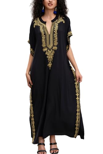 YouKD Bestickter Blumenkaftan Bohemian Strandkleid Bikini Coverups Lange Bademäntel für Frauen von YouKD