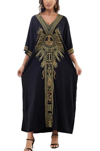 YouKD Bestickter floraler lockerer Kaftan Boho Beach Bikini Cover Up Kleid in Übergröße für Damen von YouKD