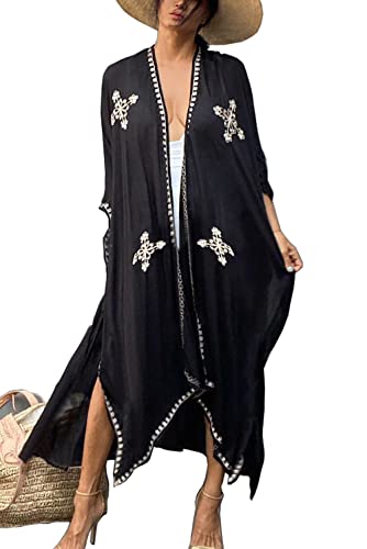 YouKD Besticktes Kimono Kleid Lange Strickjacke Großes Homewear Cover-Up Kleid für Frauen von YouKD
