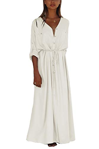 YouKD Böhmische Kimono-Langarm-Strickjacke Strand Badeanzug vertuschen Maxikleid für Frauen von YouKD