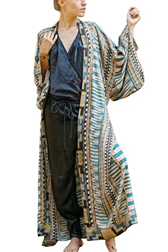 YouKD Böhmische Kimono-Langarm-Strickjacke Strand Badeanzug vertuschen Maxikleid für Frauen von YouKD