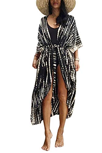 YouKD Böhmische Kimono-Langarm-Strickjacke Strand Badeanzug vertuschen Maxikleid für Frauen von YouKD