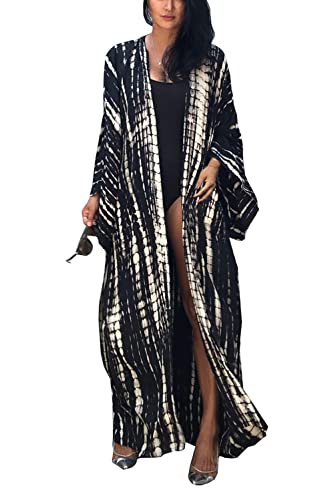 YouKD Bohemian Cardigan Maxikleid für Damen Strandkleid Langer Kimono Einheitsgröße von YouKD
