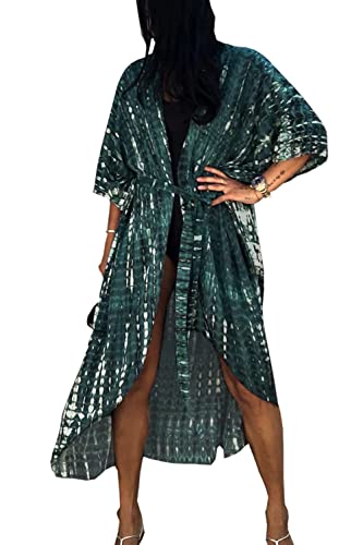 YouKD Bohemian Kimono Langarm Strickjacke Strand Badeanzug Cover Up Maxikleid für Frauen von YouKD