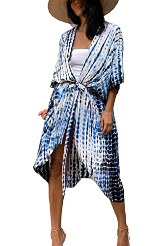 YouKD Bohemian Kimono Langarm Strickjacke Strand Badeanzug Cover Up Maxikleid für Frauen von YouKD