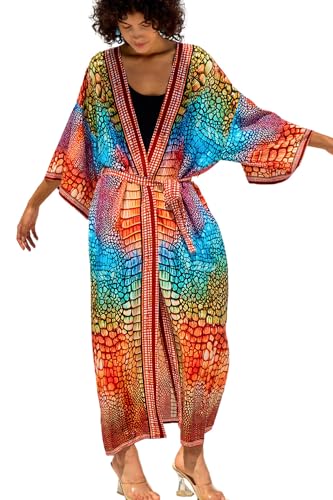 YouKD Damen Baumwolle Cardigan Bohemian Lang Kimono Strand Badeanzug Cover Up Kleid Plus Size Robe, F-Farbe 0, Einheitsgröße von YouKD