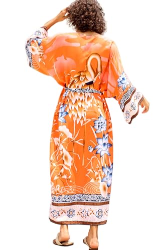YouKD Damen Bohemian Cardigan Maxikleid Strand Coverup Robe Lange Kimono Robs Einheitsgröße, G Farbe 0, Einheitsgröße von YouKD