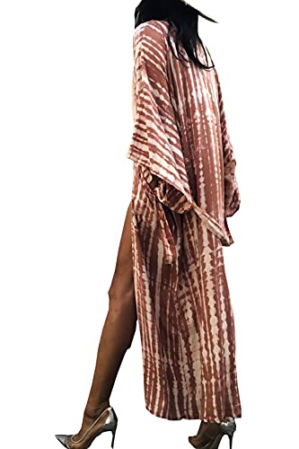 YouKD Damen Bohemian Cardigan Maxikleid Strand Vertuschung Robe Lange Kimono Robs One Size von YouKD