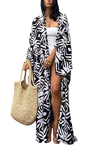 YouKD Damen Bohemian Long Cardigan Dress Large Size Kimono Beach Badeanzug Cover Up Kleider von YouKD