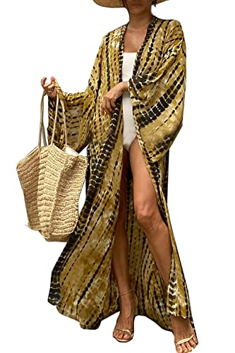 YouKD Damen Boho Lang Cardigan Kleid Große Größe Kimono Beach Badeanzug Cover Up Kleider von YouKD