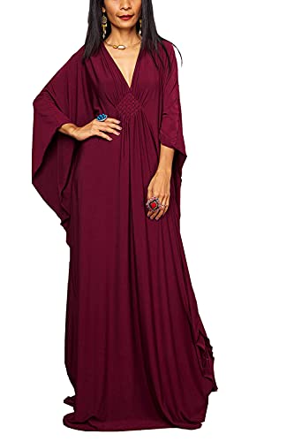 YouKD Damen Einfarbiges langes Kaftan Maxikleid Übergröße Homewear Bikini Strand Vertuschung Roben von YouKD