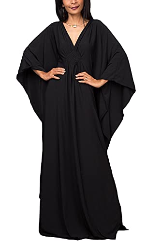 YouKD Damen Einfarbiges langes Kaftan Maxikleid Übergröße Homewear Bikini Strand Vertuschung Roben von YouKD