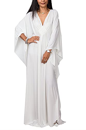 YouKD Damen Einfarbiges langes Kaftan Maxikleid Übergröße Homewear Bikini Strand Vertuschung Roben von YouKD