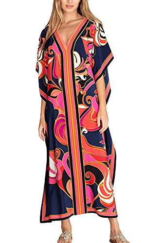 YouKD Damen Einfarbiges langes Kaftan Maxikleid Übergröße Homewear Bikini Strand Vertuschung Roben von YouKD