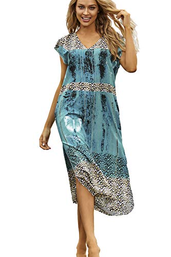 YouKD Damen Kaftan Maxi Böhmisches Kleid Strand Bikini Vertuschung Robe Long Kimono Einheitsgröße Loungewear von YouKD