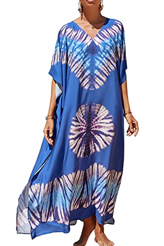 YouKD Damen Lang Kaftan Bohemian Beach Badeanzug Cover Up Kleid Plus Size Robe von YouKD