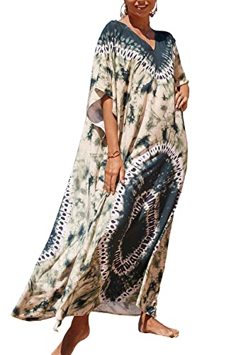 YouKD Damen Lang Kaftan Bohemian Beach Badeanzug Cover Up Kleid Plus Size Robe von YouKD