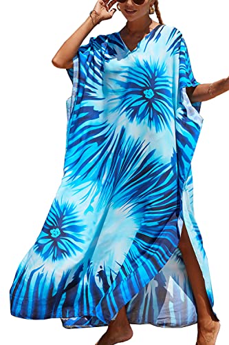 YouKD Damen Lang Kaftan Bohemian Beach Badeanzug Cover Up Kleid Plus Size Robe von YouKD