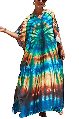 YouKD Damen Lang Kaftan Bohemian Beach Badeanzug Cover Up Kleid Plus Size Robe von YouKD