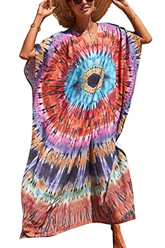 YouKD Damen Lang Kaftan Bohemian Beach Badeanzug Cover Up Kleid Plus Size Robe von YouKD