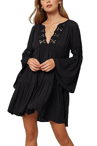 YouKD Damen Langarmhemd Tunika Tops Boho T-Shirt Strandabdeckung Poncho OneSize Kleid T-Shirts von YouKD