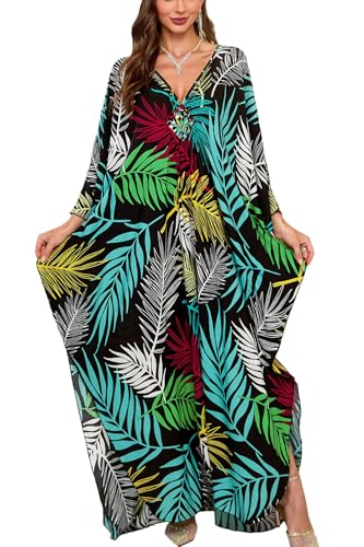 YouKD Damen Lange Kaftan Robe Bohemian Beach Badeanzug Cover Up Dress Plus Size Kleider von YouKD