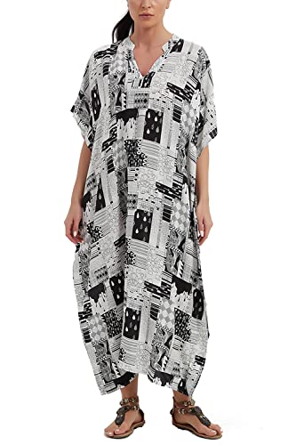 YouKD Damen Lange Kaftan Robe Bohemian Beach Badeanzug Cover Up Dress Plus Size Kleider von YouKD