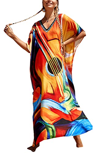 YouKD Damen Long Kaftan Bohemian Strand Badeanzug Cover Up Kleid in Übergröße von YouKD