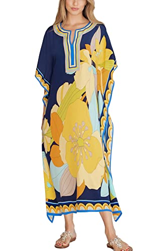 YouKD Damen Pirnt Floral Langes Kaftan Maxikleid Übergröße Bikini Beach Cover Up Roben von YouKD