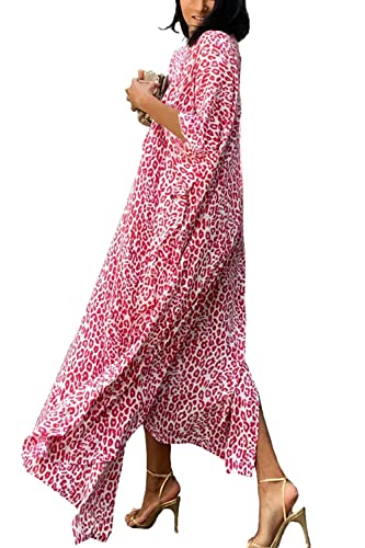 YouKD Damen Sommer Baumwolle Cardigan Maxi Boho Kleid Einheitsgröße Strand Badeanzug Coverups Langer Kimono von YouKD