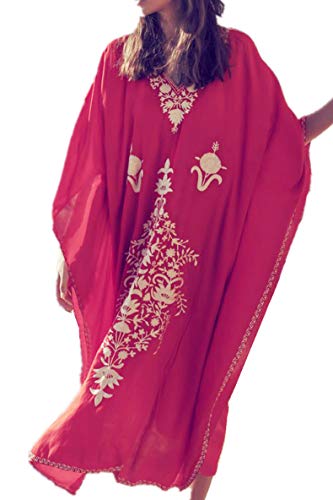 YouKD Damen Sommer Baumwolle Lang Kaftan Maxikleid Bohemian Badeanzug Beach Cover Up Roben von YouKD