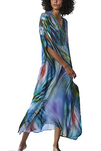 YouKD Damen Sommer Bohemian Lang Kaftan Ethnisches Muster Maxikleid Beach Bikini Cover Ups Sunblocke YouKD Damen Sommer Bohemian Lang Kaftan Ethnisches Muster Maxikleid Beach Bikini Cover Ups Sunblocke von YouKD