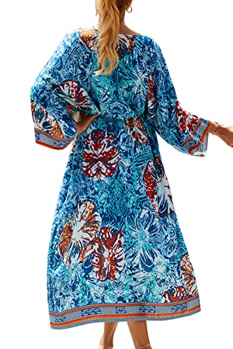 YouKD Damen Sommer Boho Cardigan Plus Size Kleid Strand Coverup Robe Lange Kimono One Size Bademäntel von YouKD