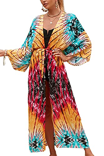 YouKD Damen Sommer Boho Cardigan Plus Size Kleid Strand Coverup Robe Lange Kimono One Size Bademäntel von YouKD