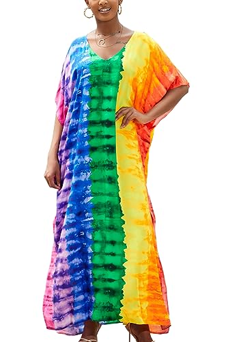 YouKD Damen Sommer Boho Kaftan Plus Size Bademantel Strand Coverup Kleid Lange Bademäntel Einheitsgröße von YouKD