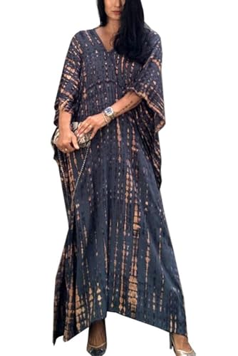 YouKD Damen Sommer Boho Kaftan Plus Size Robe Beach Coverup Bademäntel Einheitsgröße Kleid von YouKD