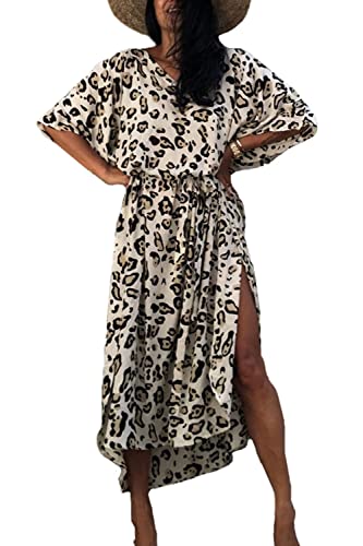 YouKD Damen Sommer Cardigan Maxi Bohemian Kleid Strand Cover Up Robe Langer Kimono Einheitsgröße von YouKD