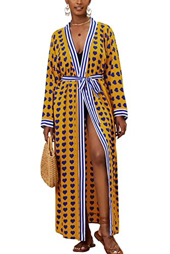 YouKD Damen Sommer Cardigan Maxi Boho Kleid Beach Coverup Robe Langer Kimono One Size von YouKD