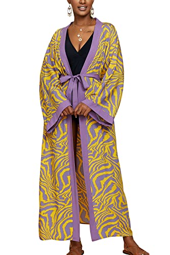 YouKD Damen Sommer Cardigan Maxi Boho Kleid Beach Coverup Robe Langer Kimono One Size von YouKD