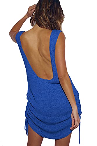 YouKD Damen Tunika Aus Hohlem Strick Durchschauen Häkeltops Strandabdeckung Poncho Sommerstrand Aufdecken Kleid von YouKD