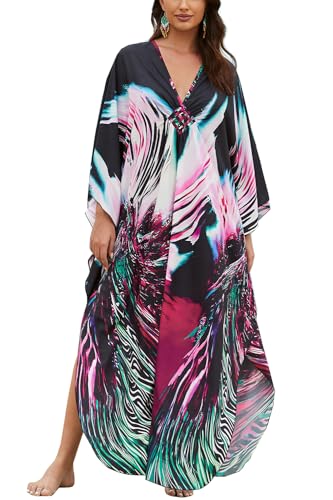 YouKD Damen große Kaftan Roben Boho Beach Cover Up Kleid Geräumiger Poncho Einheitsgröße von YouKD